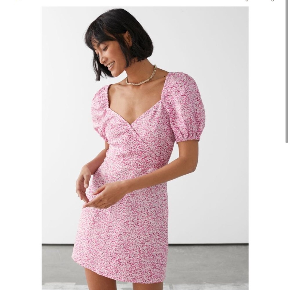 & other stories pink floral dress